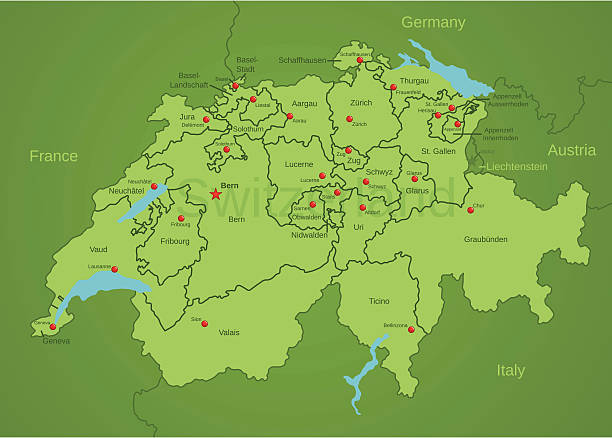 This file is a map highlighting Switzerland as well as it's cantons and capital cities. This map also shows surrounding countries and capital cities if present. This map has text labels for the countries, cantons, capital cities and major bodies of water. ZOOM IN on this highly detailed map, it is a great addition to the collection. This file will work well for your print or web based project. This file is layered and grouped (labeled in ai v10 file), making it a very easy file to work with. This download contains an editable ai v10 and eps file, as well as a large JPG file.